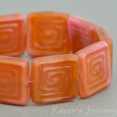 Greek Key (13mm) Pink Amber Mix Silk Transparent 10 Strands of 10 Beads per Unit *Last Unit Remaining*