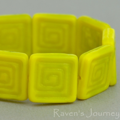 Greek Key (13mm) Yellow Green Mix Opaque Transparent