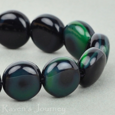 Lentil (10mm) Jet Green Mix Silk Opaque