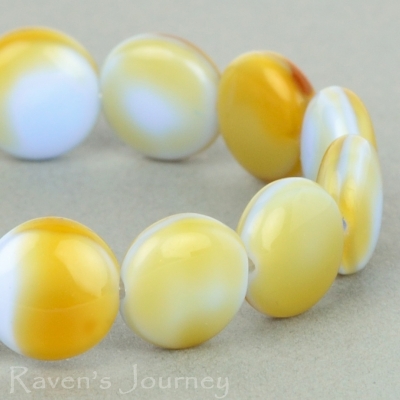 Lentil (10mm) Amber Blue Mix Silk Opaque-osx