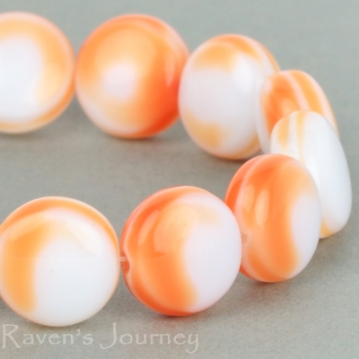 Lentil (10mm) Orange White Mix Silk Opaque-osx