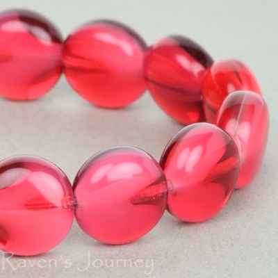 Lentil (10mm) Fuchsia White Mix Opaque Transparent