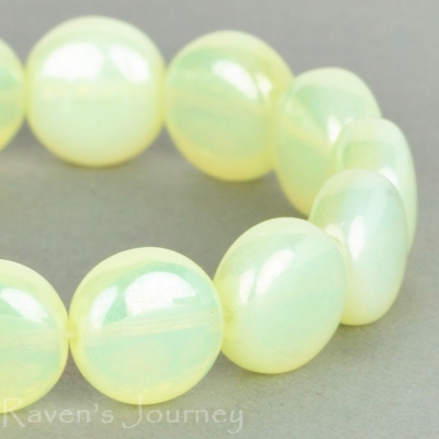 Lentil (10mm) Yellow Uranium Opaline with Luster-osx