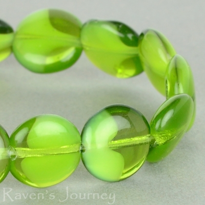 Lentil (10mm) Olivine White Mix Opaque Transparent-osx