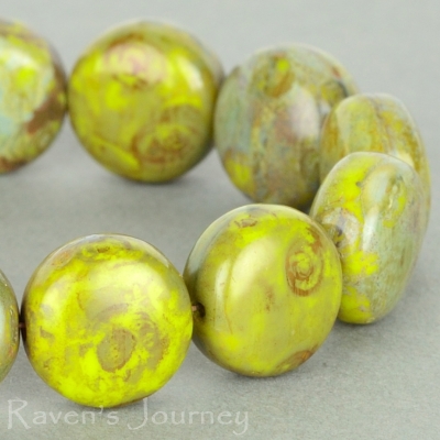 Lentil (10mm) Gaspeite Opaque with PIcasso Fullcoat-osx