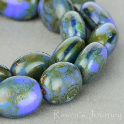 Oval (12x10mm) Blue Silk with Picasso Fullcoat