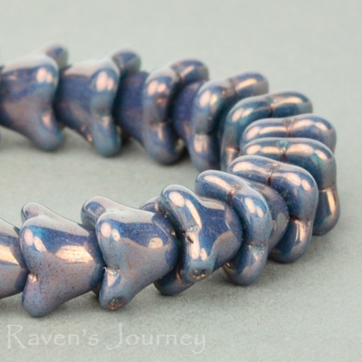 4 Point Bellflower (6x9mm) Turquoise Opaque with Gold Luster