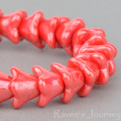 4 Point Bellflower (6x9mm) Orange Opaque with Luster