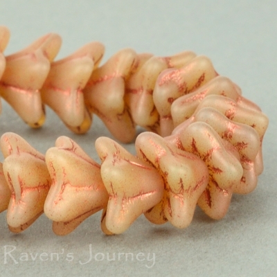 5 Point Bellflower (6x9mm) Pink Opaline with Bronze Wash
