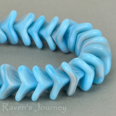 Large Bellflower (12x9mm) Turquoise Grey Mix Opaque Silk