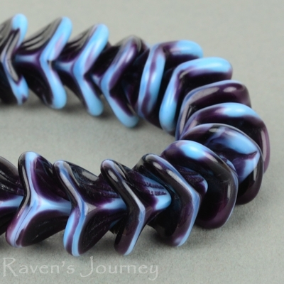 Large Bellflower (12x9mm) Turquoise Dark Purple Mix Opaque-osx