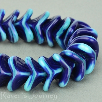 Large Bellflower (12x9mm) Cobalt Blue Opaque and Turquoise Silk (Uranium) Mix