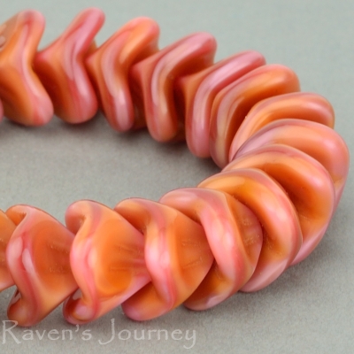 Large Bellflower (12x9mm) Pink Amber Mix Silk-osx
