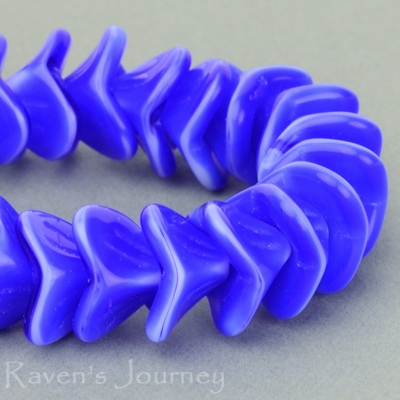 Large Bellflower (12x9mm) Cobalt White Mix Opaque-osx