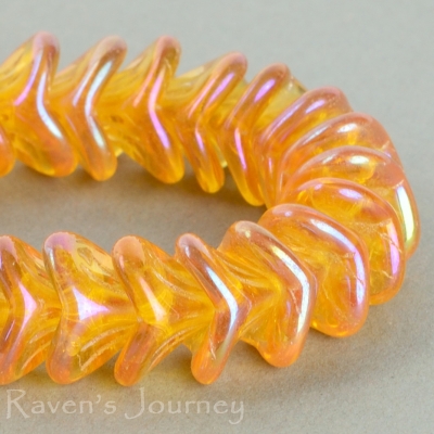 Large Bellflower (12x9mm) Amber Transparent with Rainbow Luster-osx