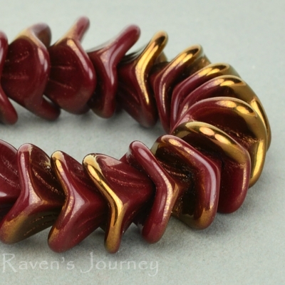 Large Bellflower (12x9mm) Red Brown Opaque with Bronze-osx