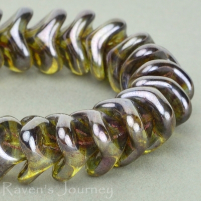 Large Bellflower (12x9mm) Crystal Green Transparent with Green Luster