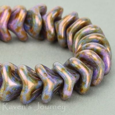 Large Bellflower (12x9mm) Purple with Greenstone Finish