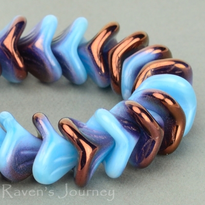 Large Bellflower (12x9mm) Turquoise Silk with Bronze-osx