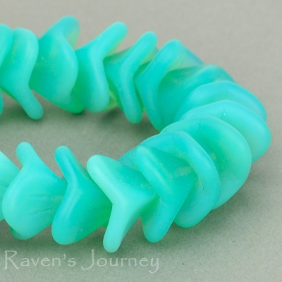 Large Bellflower (12x9mm) Aqua Green Opaline Matte