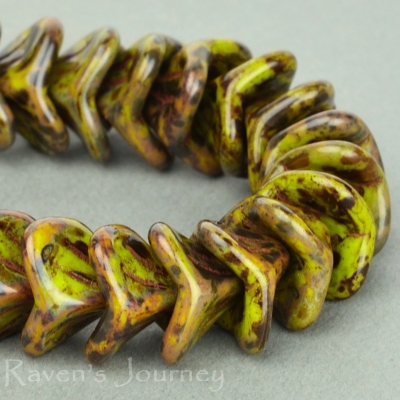 Large Bellflower (12x9mm) Gaspeite Opaque with Picasso