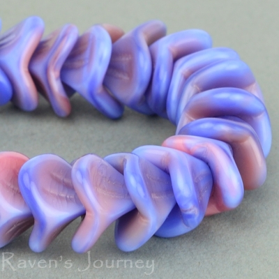 Large Bellflower (12x9mm) Blue Pink Mix Opaque Silk