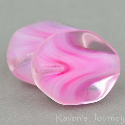 Pressed Hexagon (12x10mm) Pink, White, and Crystal Mix Transparent Opaque