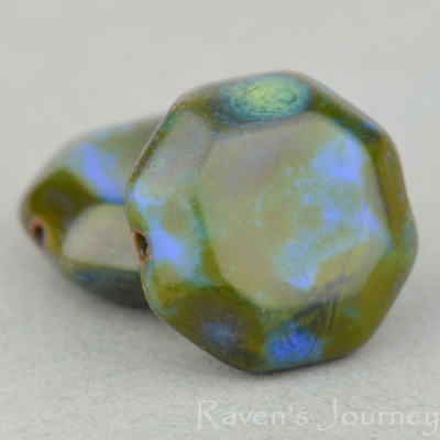 Pressed Octagon (12mm) Blue Silk Transparent with Picasso