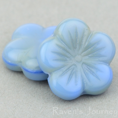 Flat Flower (14mm) Blue Gold Mix Opaque-osx