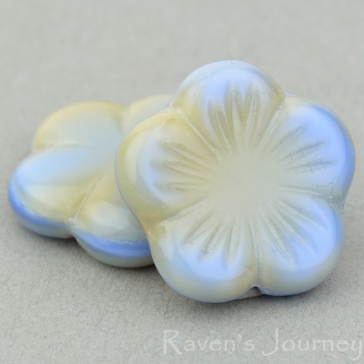 Flat Flower (14mm) Blue Amber Mix Opaque Silk-osx