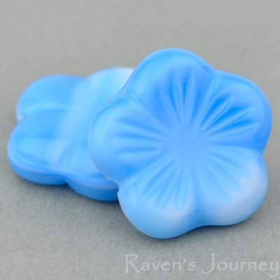 Flat Flower (14mm) Aqua White Mix Opaque Silk-osx