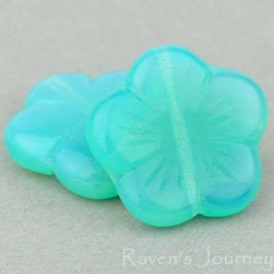 Flat Flower (14mm) Aqua Green (Vaseline) Opaline-osx