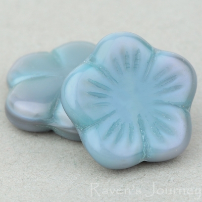 Flat Flower (14mm) Green (Vaseline) Purple Mix Silk Transparent