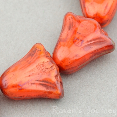 Lily (10x10mm) Orange White Core Transparent Opaque with Picasso