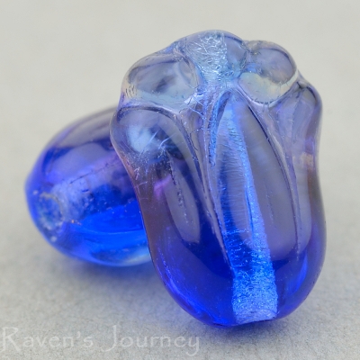 Tulip (10x8mm) Cobalt, Purple, and Yellow (Vaseline)Mix Transparent-osx