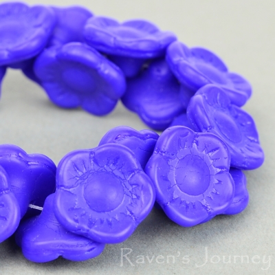 Button Flower (12x6mm) Blue Opaque Matte-osx