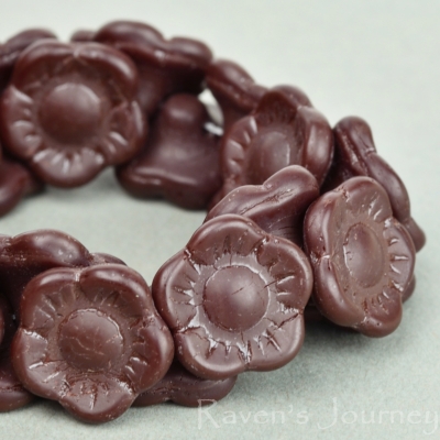 Button Flower (12x6mm) Maroon Opaque Matte-osx
