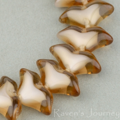 Art Deco Flower (7x14mm) Topaz with White Core Transparent Opaque