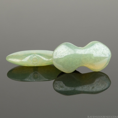 Bow Tie Petal (12x7mm) Vintage Sage Green Opaline with Luster Finish