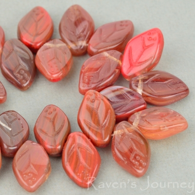 Medium Leaf (12x8mm) Carnelian Red Mix Opaque-osx
