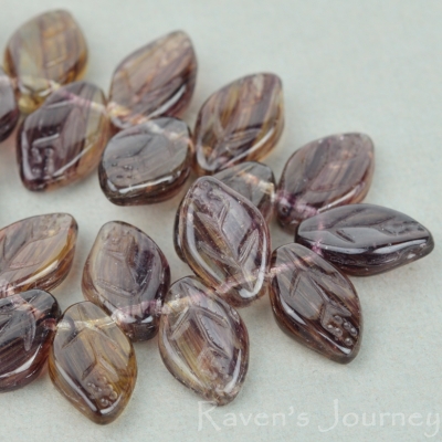 Medium Leaf (12x8mm) Purple Eggplant Citrine Mix Transparent-osx
