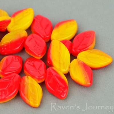 Medium Leaf (12x8mm) Orange Yellow Mix Opaque-osx