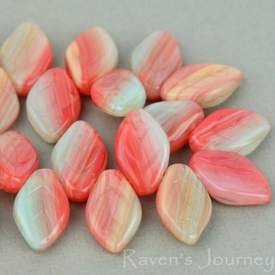 Medium Leaf (12x8mm) Salmon Mint Mix Opaque-osx