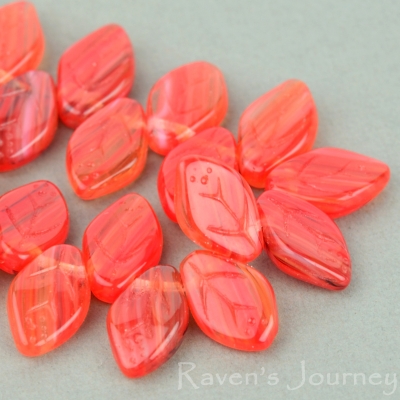 Medium Leaf (12x8mm) Orange Crystal Topaz Mix Opaque Transparent-osx