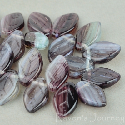 Medium Leaf (12x8mm) Purple White Mix Opaque Transparent-osx