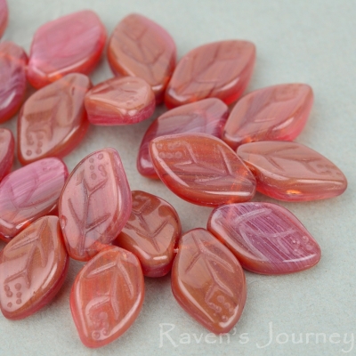 Medium Leaf (12x8mm) Pink Carnelian Mix Opaque-osx