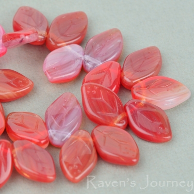 Medium Leaf (12x8mm) Pink Orange Mix Opaline Transparent-osx