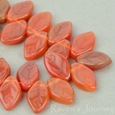 Medium Leaf (12x8mm) Carnelian Brown Mix Opaline Transparent-osx