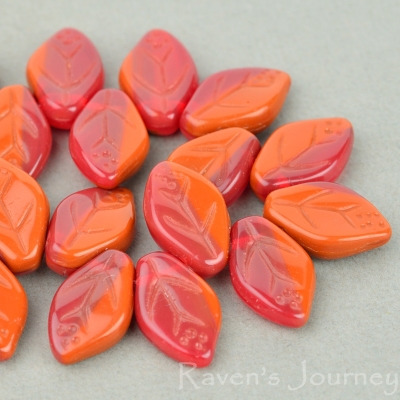 Medium Leaf (12x8mm) Rust Red Mix Opaque Transparent-osx