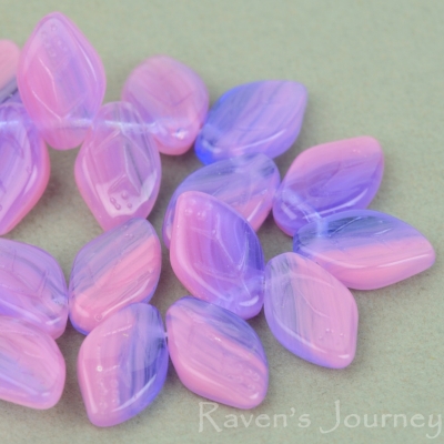 Medium Leaf (12x8mm) Pink Sapphire Blue Mix Opaline Transparent-osx